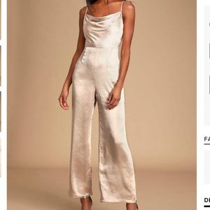 Lush Perfect Night Champagne Satin Cowl Neck Culot